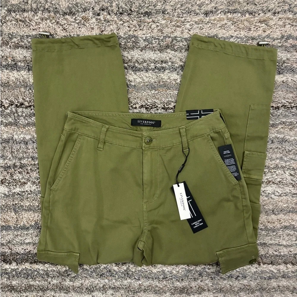 Liverpool Cargo Pant With Cinch Hem Sz 4/27 NWT | Liverpool Cropped Cargo Pants- - Picture 4 of 14